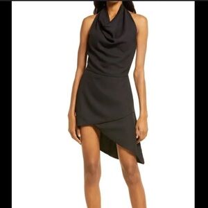 NWT Area Stars Marti Cowl Halter Neck Elegant Black Dress